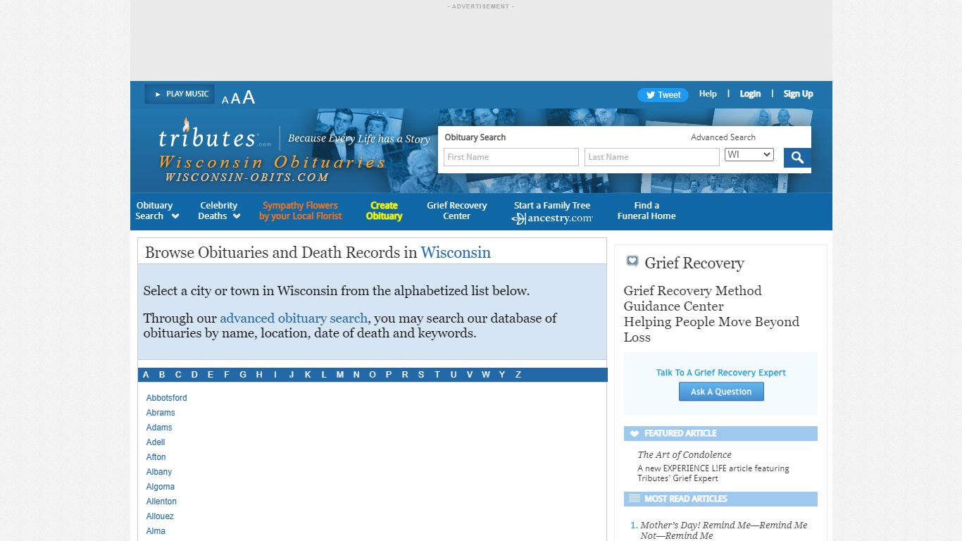 Wisconsin Obituaries - Latest Obituaries in Wisconsin